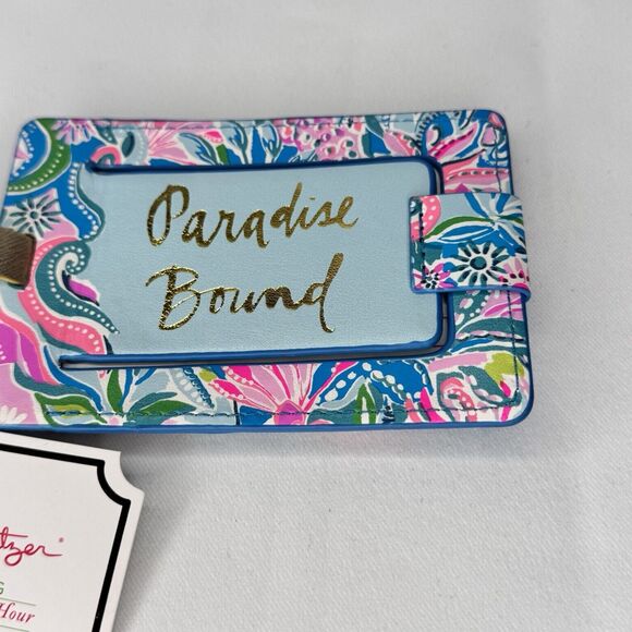 Lilly Pulitzer Paradise Bound TURQUOISE OASIS GOLDEN HOUR Luggage Tag Travel NEW - Picture 2 of 7